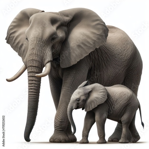 African elephant, elefante africano, Loxodonta Africana, pachyderm, isolated White background