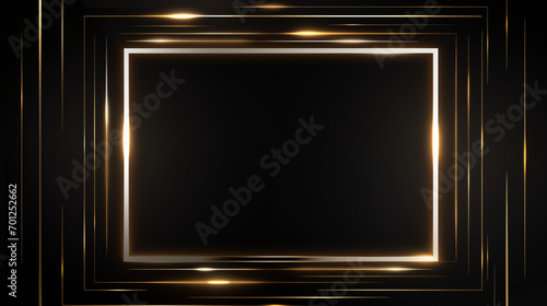 Gold frame on a dark background, mockup for presentations. AI Generated. © SixthSense