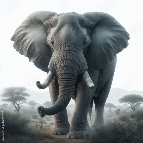 African elephant  elefante africano  Loxodonta Africana  pachyderm   isolated White background