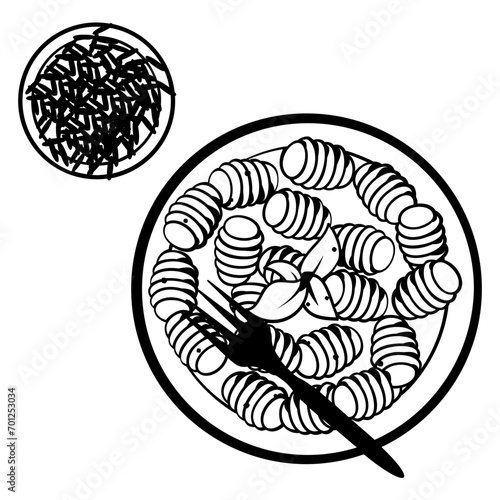 Austrian nockerl vector icon design, delicious food symbol, authentic local dishes sign, domestic cuisine stock illustration, Gnocchi di ricotta dressed in butter and sage concept