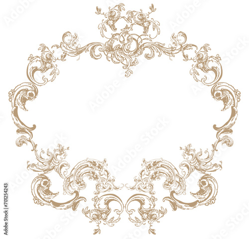 Antique vintage wedding crest frame for monogram vector illustration