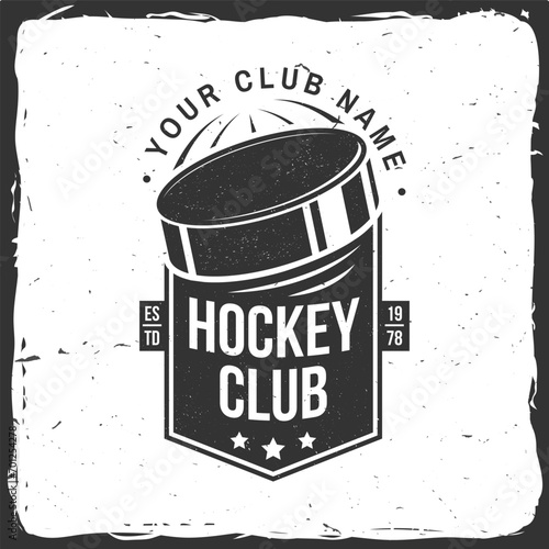 Ice Hockey club logo, badge design. Concept for shirt or logo, print, stamp or tee. Winter sport. Vector illustration. Hockey championship.