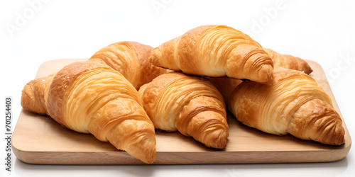 croissant isolated on white background, Fresh milky bread loaf isolated on transparent background,Crispy fresh butter croissant. isolated on white background. generative ai 