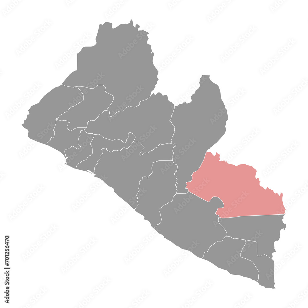 Grand Gedeh map, administrative division of Liberia. Vector illustration.