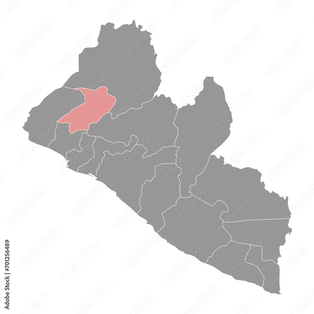 Gbarpolu map, administrative division of Liberia. Vector illustration.