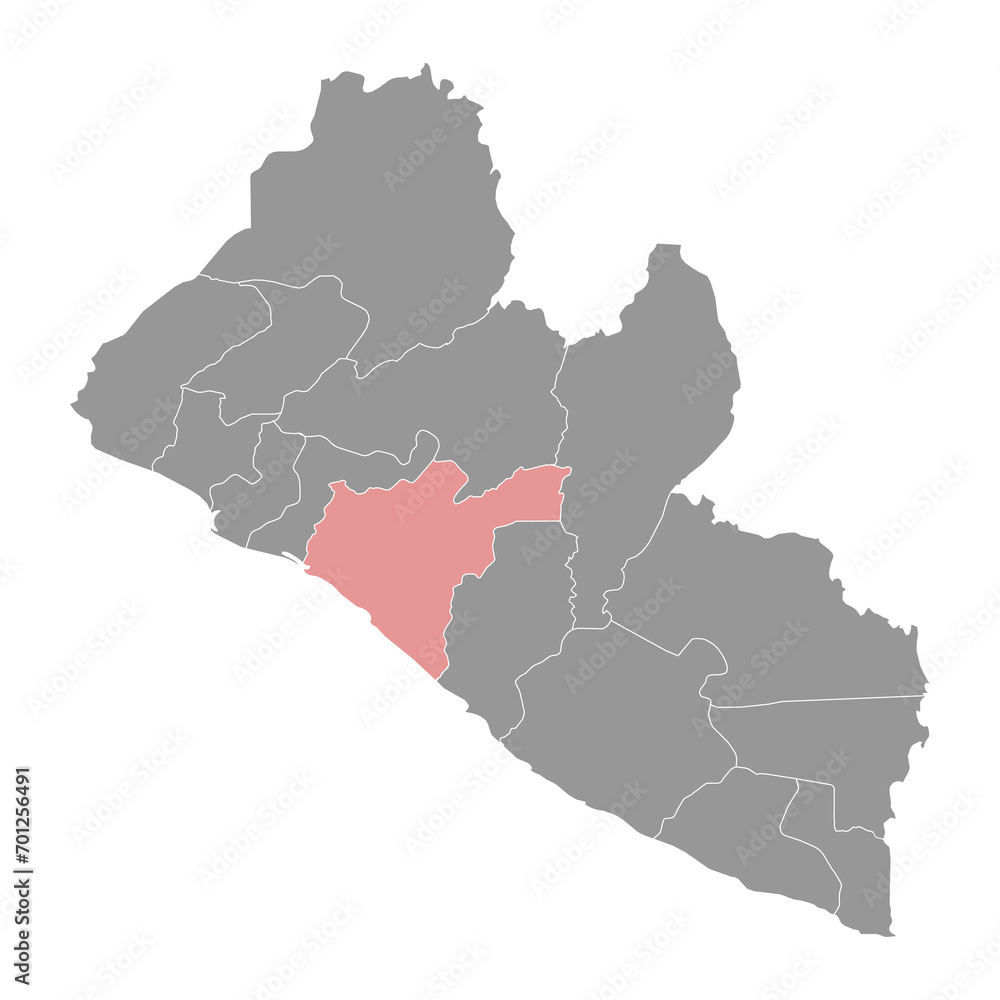 Obraz premium Grand Bassa map, administrative division of Liberia. Vector illustration.