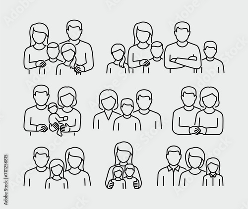 Family Vector Line Icons Set