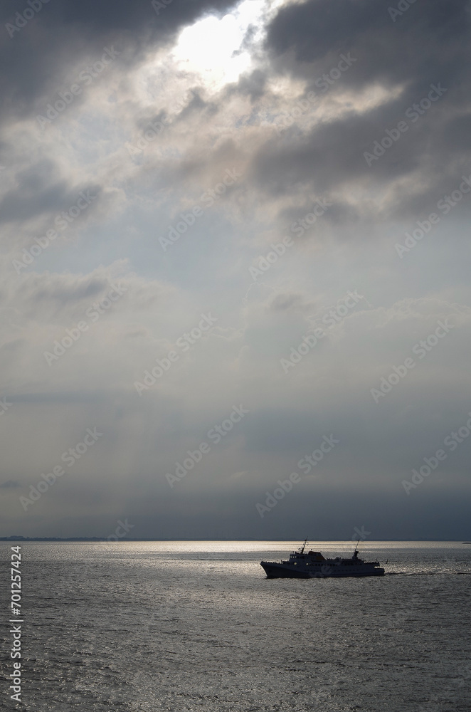 Small passenger ferry ship Fair Lady brining tourists from Bremerhaven to Helgoland Island in the German North Sea Small passenger ferry ship Fair Lady brining tourists from Bremerhaven to Helgoland Island in the German North Sea