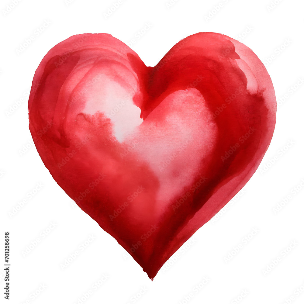 Watercolor red heart isolated.