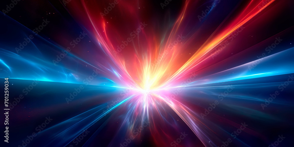 wave of galactic fusion, with multicolored fractals merging and emanating from a central starburst. wave of galactic fusion, with multicolored fractals merging and emanating from a central starburst.