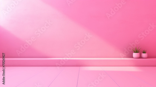 Pink solid background with pink wall and pink floor