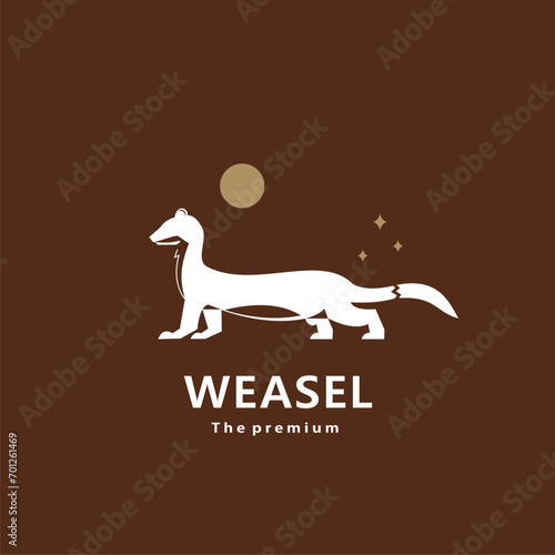 animal weasel natural logo vector icon silhouette retro hipster	