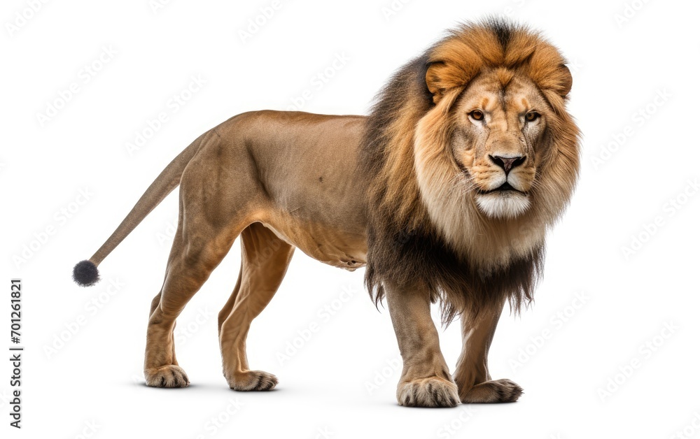 Obraz premium Lion walking isolated on a white background.