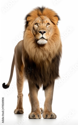 Lion standing isolated on a white background. © somkcr