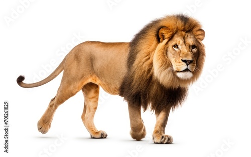 Lion walking isolated on a white background.