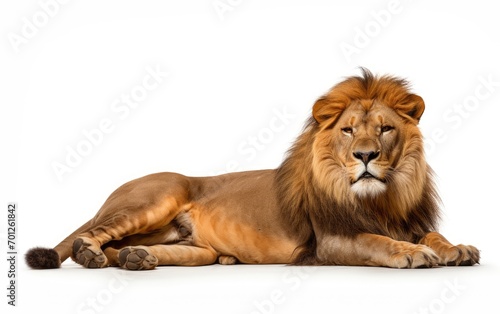 Lion sleeping isolated on a white background. © somkcr
