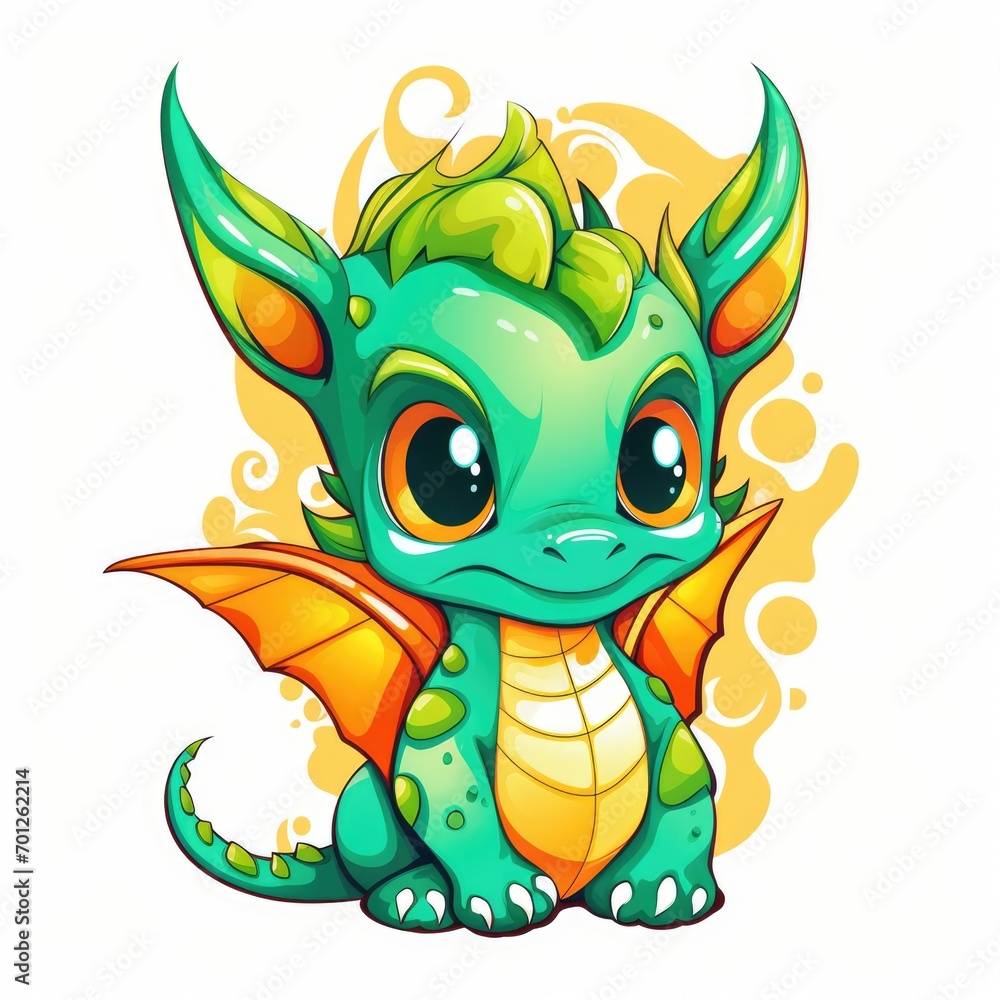 A cute and funny baby dragon in cartoon style. A cute and funny baby dragon in cartoon style.
