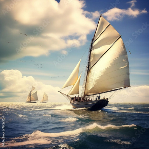 sailing boat on the sea © Chandan