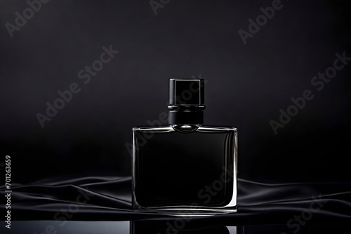 elegant perfume bottle template,black satin and sliky cloth background