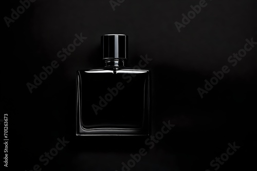 black perfume bottle template,black satin and sliky cloth background , cosmetic branding template