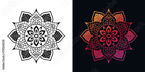 mandala isolated on white background. gradient mandala with floral patterns