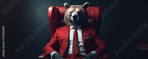 Bussiness man like Bear dressed in an elegant suit.