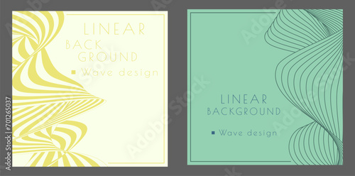 Background of wavy lines. Abstract design. Interior template, banners, posters, flyers. The idea of packaging goods, prints and creativity © Pavel