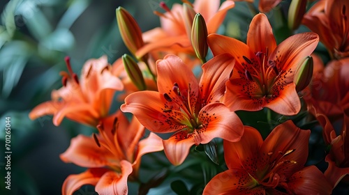 Captivating Closeup View of Outdoor Lily Flowers  Radiant Beauty Amidst Bokeh Background