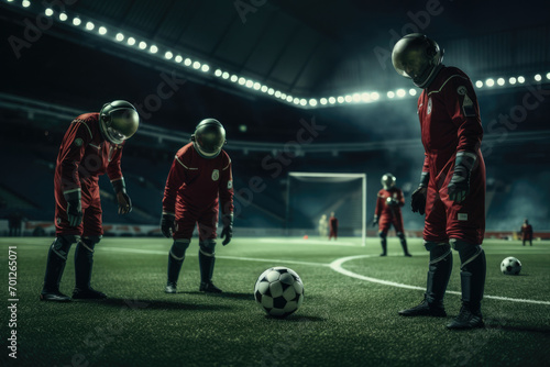 Soccer players goal ball stadium play sports football team field game competitive © SHOTPRIME STUDIO