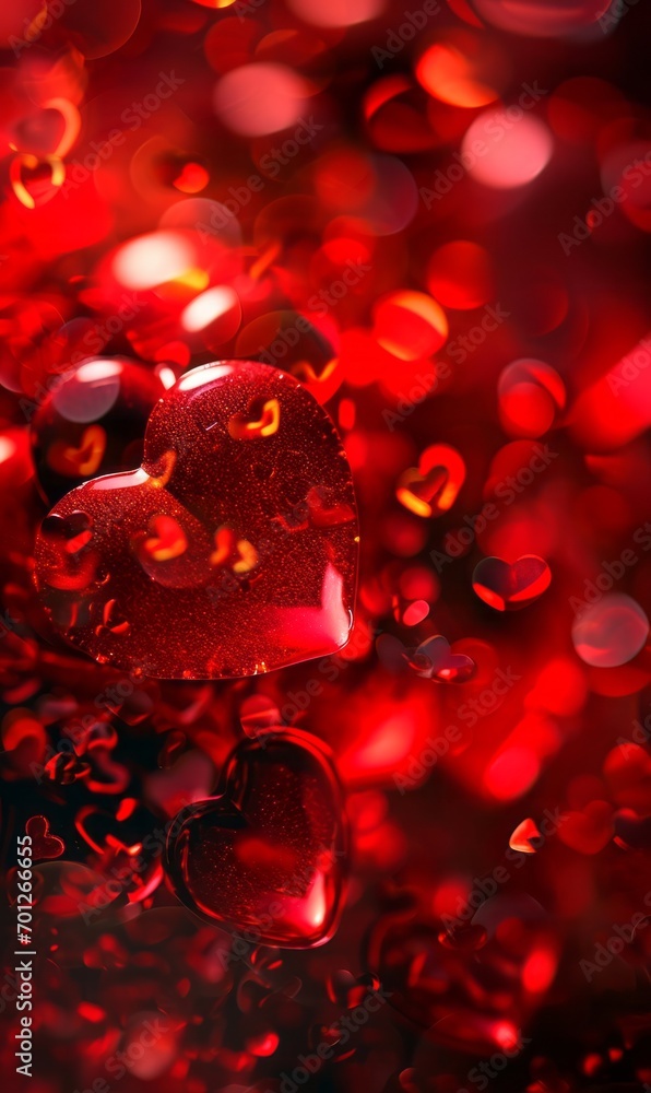 Festive background with infinite number of red hearts. St Valentine's Day, love and passion concept. Shallow depth of field. Holiday banner or card mockup. Festive background with infinite number of red hearts. St Valentine's Day, love and passion concept. Shallow depth of field. Holiday banner or card mockup.