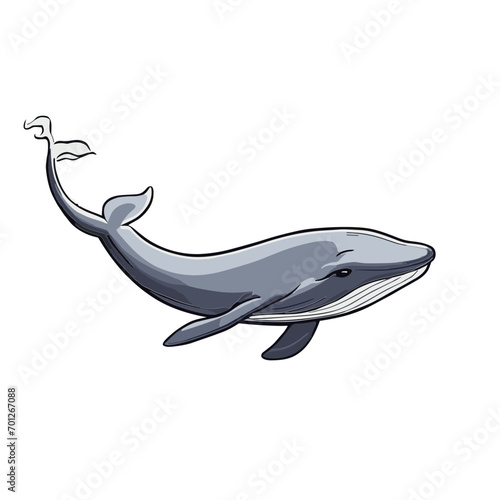 Whale cartoon character vector image. Illustration of cute fish animal on the white background