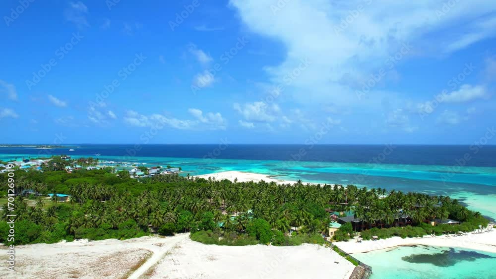 Huraa Island - Maldives - Aerial view over the beautiful sandy beach