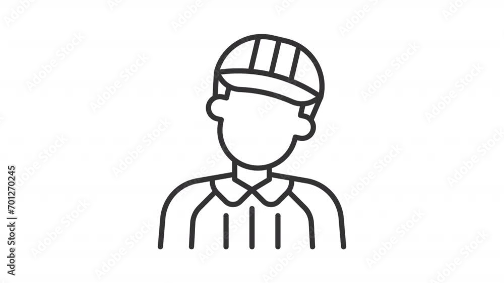 Animated referee icon. Man adjudicating sporting event line animation. Fair play. Football game rules. Black illustration on white background. HD video with alpha channel. Motion graphic Animated referee icon. Man adjudicating sporting event line animation. Fair play. Football game rules. Black illustration on white background. HD video with alpha channel. Motion graphic