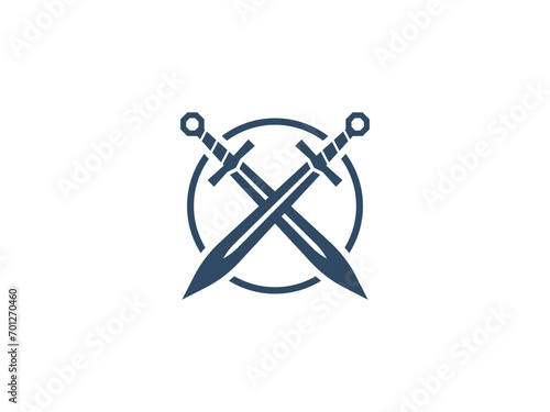 sword circle logo vector icon illustration, logo template