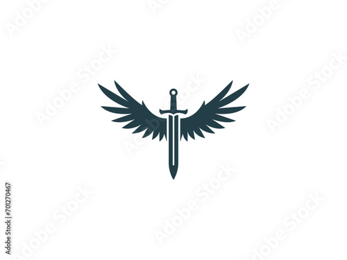 sword wings logo vector icon illustration, logo template