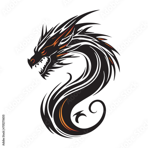 illustration logo tattoo black and white dragon