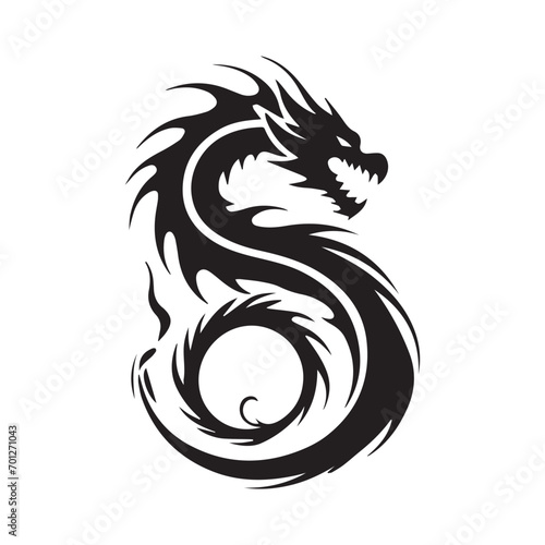 illustration logo tattoo black and white dragon © Rizaldy