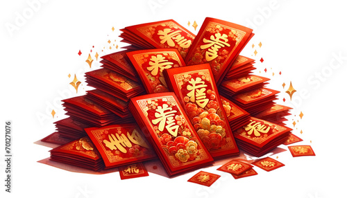  Watercolor of a pile of  red envelopes  hongbao  for Chinese New Year.