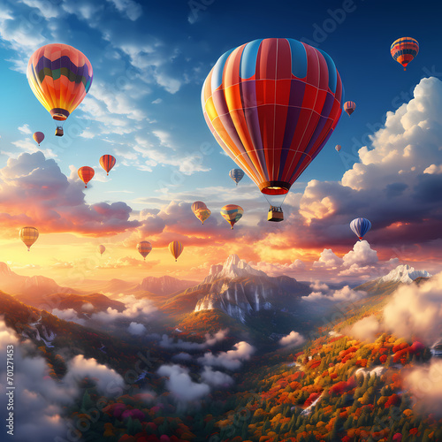 A colorful hot air balloon festival in the sky.
