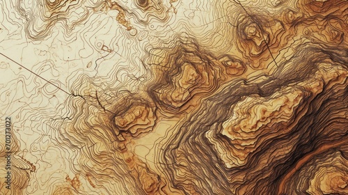 Detailed map texture with topographic lines and earthy tones. photo