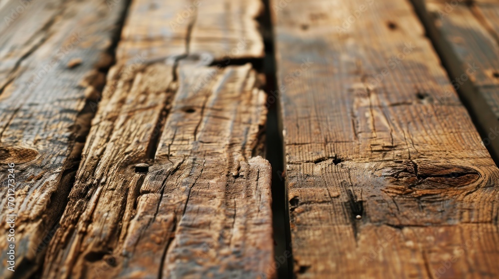 Obraz premium Rough-hewn wood plank texture with natural grains and rustic charm.