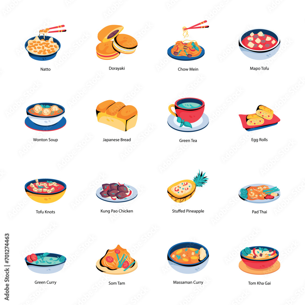 Bundle of Traditional Cuisines Flat Icons
Bundle of Traditional Cuisines Flat Icons