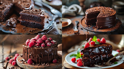 chocolate cake with berries photo