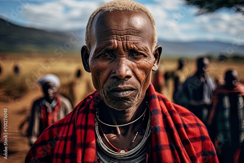 Portrait of an adult man of the African Maasai Mara ethnic group