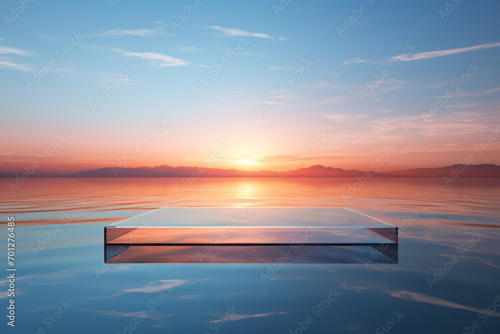 Golden Serenity: A Captivating Sunset Over the Tranquil Ocean, painting a Breathtaking Landscape in Shades of Blue, Red, and Orange Golden Serenity: A Captivating Sunset Over the Tranquil Ocean, painting a Breathtaking Landscape in Shades of Blue, Red, and Orange