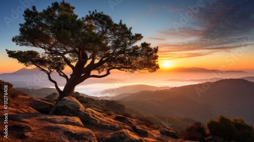 Gorgeous mountainous scenery at dawn © tydeline