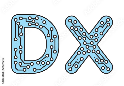 DX　基板をイメージした文字