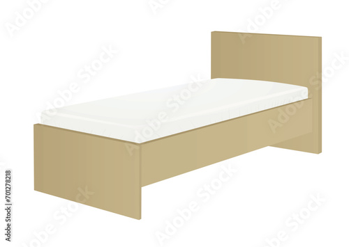Brown  single bed. vector illustration