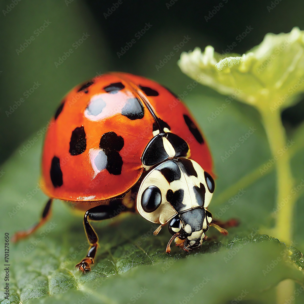 Fototapeta premium Ladybugs Unveiled Exploring the Beauty Benefits and Cultural Reverence of Nature's Tiny Guardians ai generated