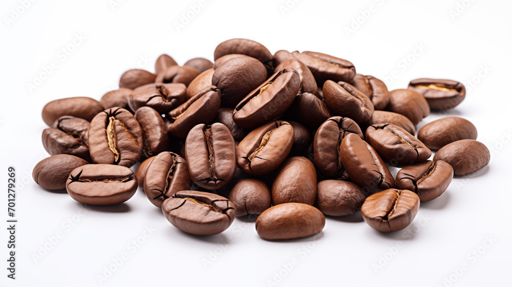 Set of fresh roasted coffee beans isolated on white background. Set of fresh roasted coffee beans isolated on white background.